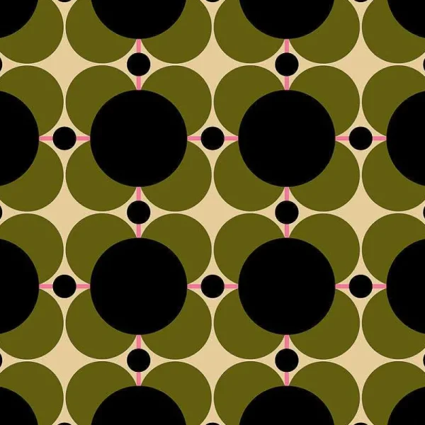 Orla Kiely Wallpaper-Atomic Flower Khaki Wallpaper