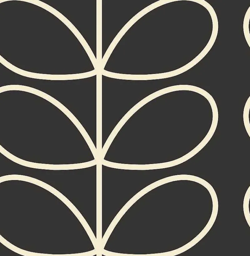 Orla Kiely Wallpaper-Giant Linear Stem Charcoal Wallpaper