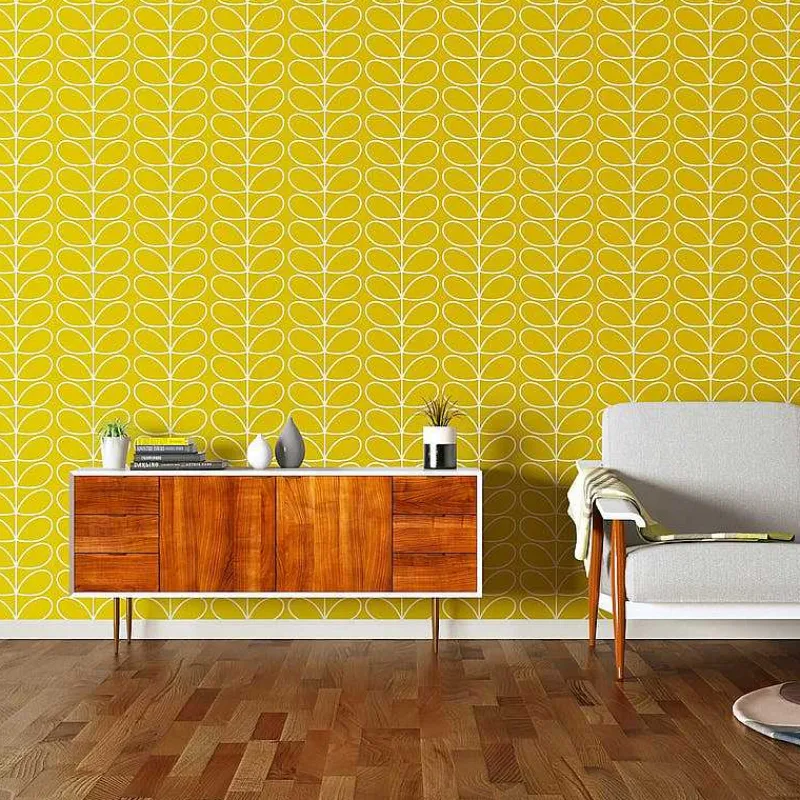 Orla Kiely Wallpaper-Linear Stem Sunflower Wallpaper